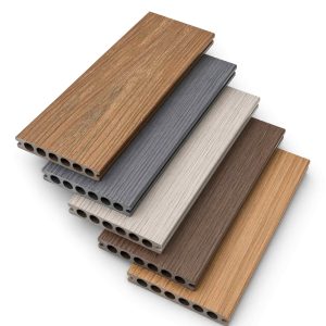 140x25mm 6 round hole hollow composite decking board in multiple wood grain colors by Foshan Villi